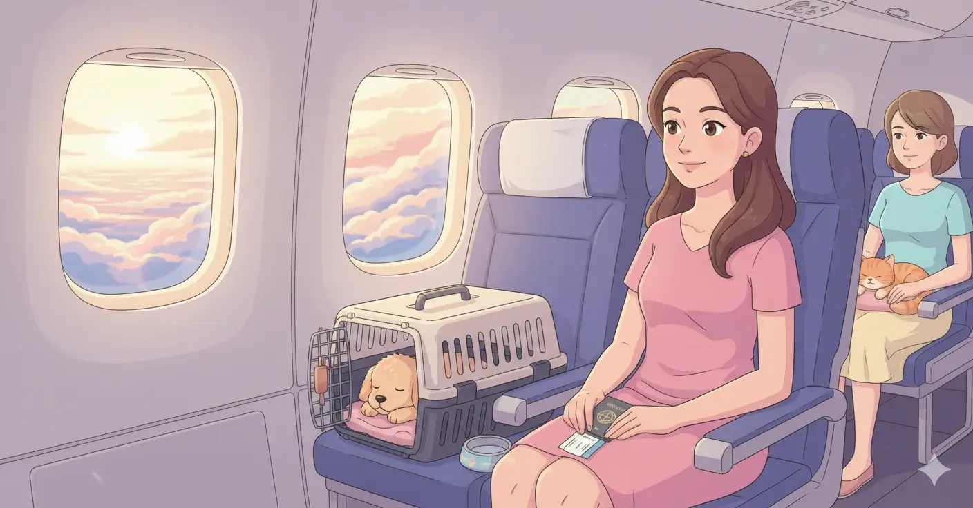 illustration article voyager avec un animal en avion